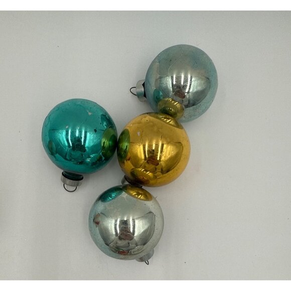 Vtg Glass Christmas Ornaments Lot Of 11 Glitter Accents Various Shapes & Colors - Picture 2 of 5